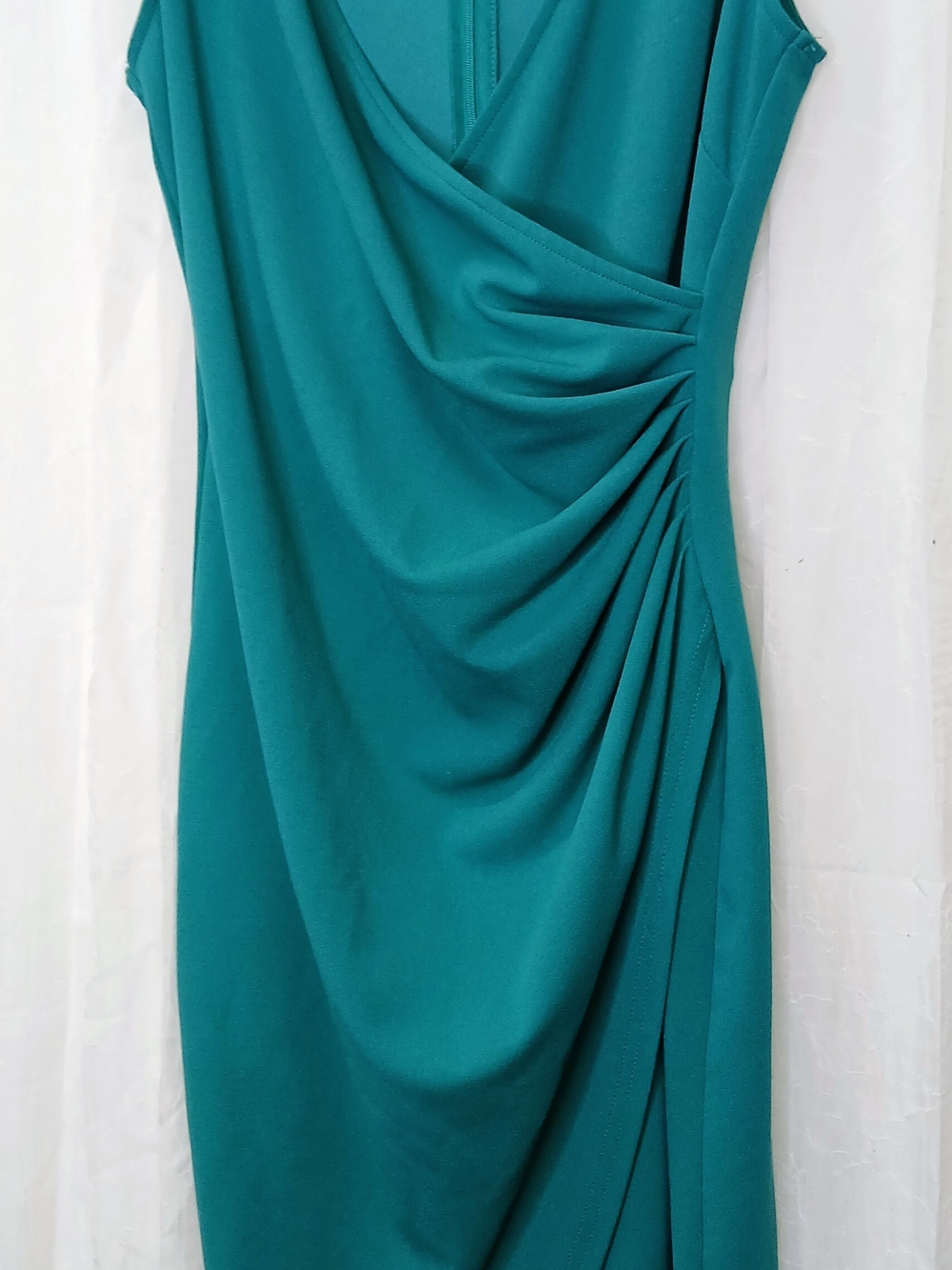Teal Ruched Sheath Dress